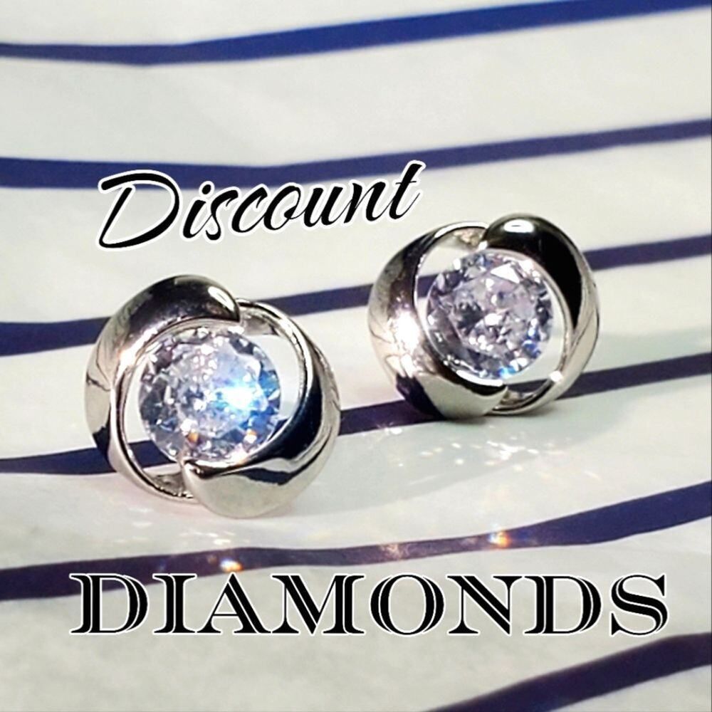 Dainty Clear White Diamond Stud Push Back Earrings on 925 Silver